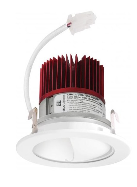 ELCO Lighting E411C0835H 4" LED Light Engine with Wall Wash Reflector Trim 9.6W, 850lm , 3500K, Haze with White Trim Finish