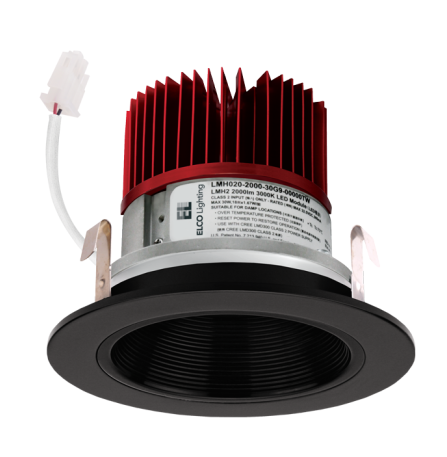 Elco Lighting E414C1630BB2 4" LED Light Engine with Baffle Trim, Wattage 18W, Color Temperature 3000K, Lumens 1600 lm, Beam Angle 60°, Gen 2, All Black