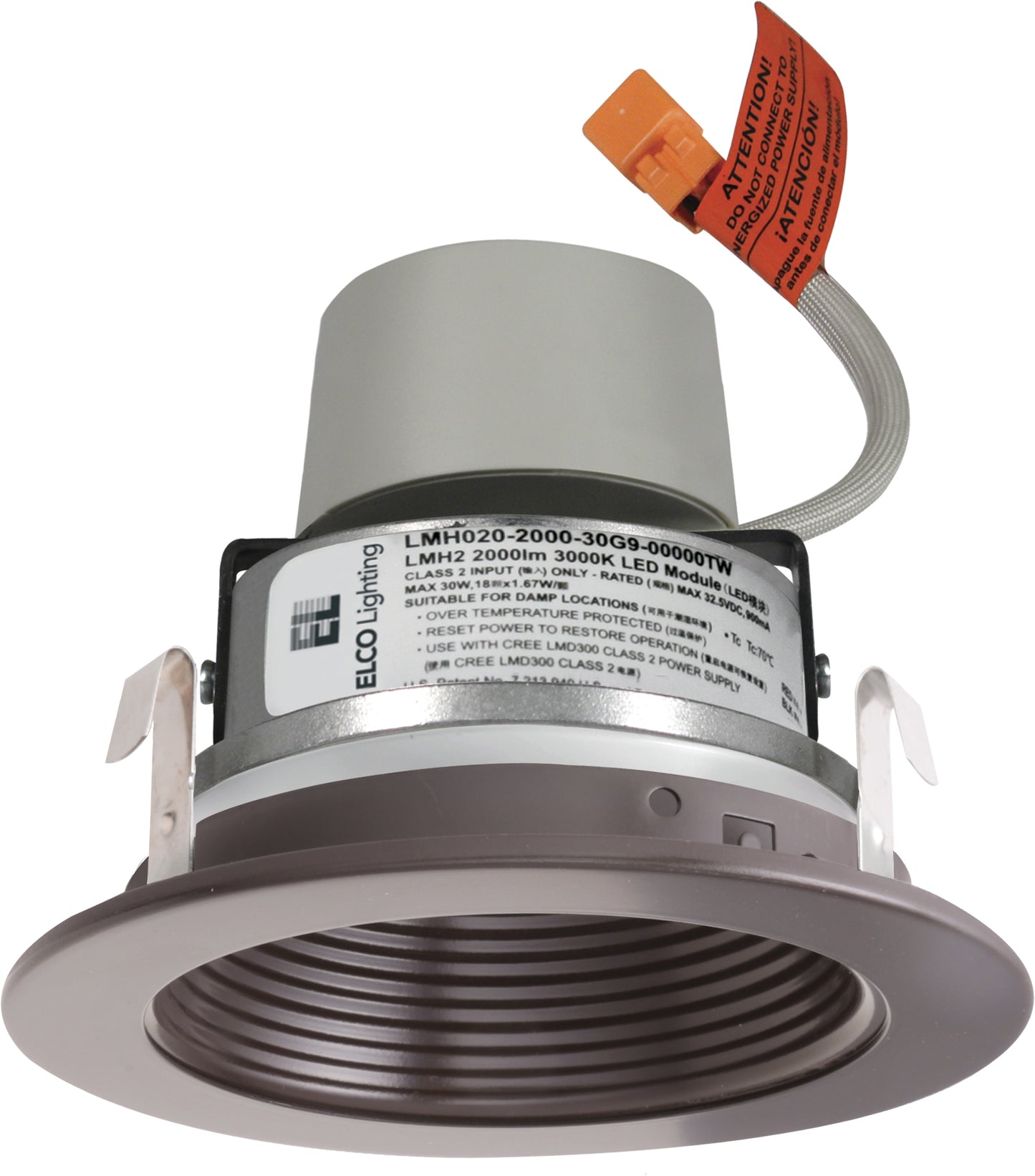 Elco Lighting E414R0830BZ 4" LED Module & Driver with Baffle Trim, 11.4W, 850 Lumens, 3000K, 93+ CRI, 60° Beam Angle, Triac/ELV Dimmable, Wet Rated, All Bronze
