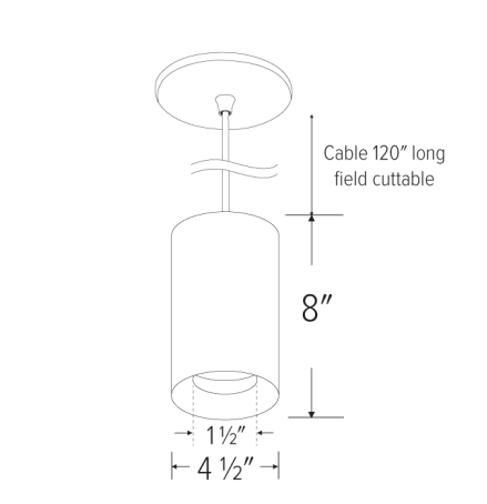 Elco Lighting E42PB-1130-W-EM 4" Koto Sylo™ Pendant, Color Temperature 3000K, Lumens 1150 lm, 60º lens, Emergency battery backup 15W, Black Finish