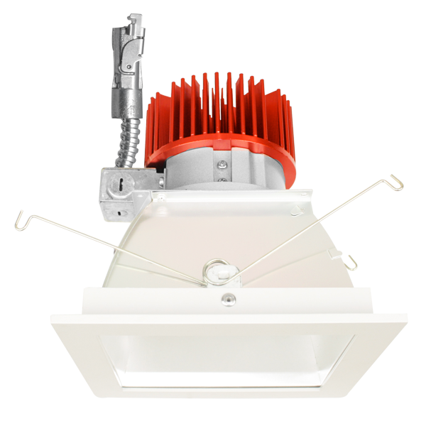Elco Lighting E440L0830H2 4" Square Reflector LED Light Engine Trims, Color Temperature 3000K, Lumens 850 lm, 60° Beam Angle, Haze W/ White Trim