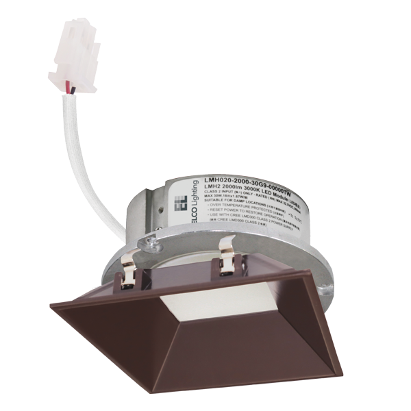 Elco Lighting E444C08SDBZ 4 Inches LED Light Engine with Trimless Reflector Square - Color Temperature: Sunset - Finish: Bronze