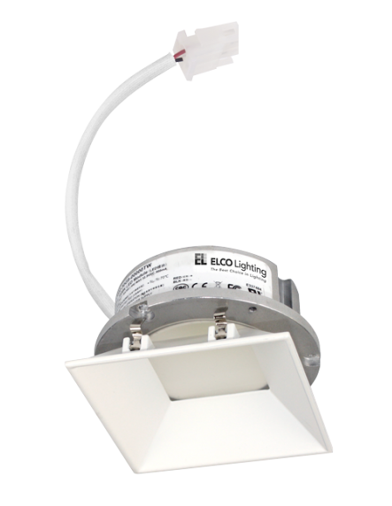 Elco Lighting E444C0827W2-F 4 Inches LED Light Engine with Trimless Reflector Square, Color Temperature 2700K, All White Finish, Beam Angle 38º