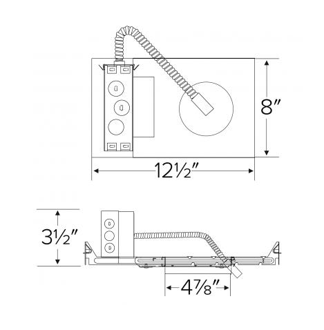 Elco Lighting E4LFU08D2-EM1 4" New Construction Plaster Frame with Driver, Wattage 12.5W, Lumens 850 lm, Voltage 120-277V, Gen 2, Dimming 0-10VTriac/ELV (1% Dimming), 8W Emer. Backup
