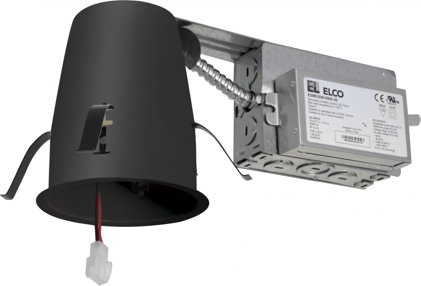 Elco Lighting E4LRC16-2 4" Cedar System Non-IC Remodel Housing with Driver - 1600 LM - 120V - Triac/ELV