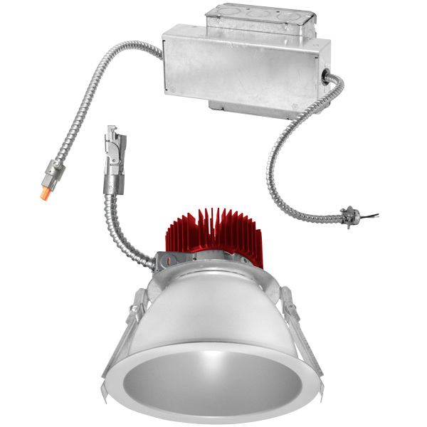Elco Lighting E610TF3030DHW-F 6" Retrofit Kit Reflector LED Light Engine Trim with Driver - 31W - 3000 Lumens - 3000K - Triac/ELV/0-10V Dimmable - Beam Angle 38º - Haze/White Ring