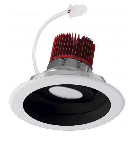 Elco Lighting E617C0827B2 6" LED Light Engine with Adjustable Reflector Trim, Wattage 8.76W, Color Temperature 2700K, Lumens 850 lm, Beam Angle 60°, Black with White Trim