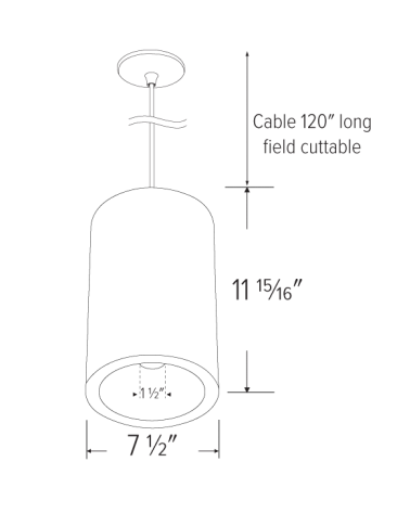 Elco Lighting E648PW-0730 6″ Koto Sylo™ Fixed Pendant, Color Temperature 3000K, Lumens 750 lm, Beam Angle 38°, All White