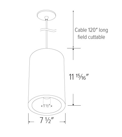 Elco Lighting E648PB-0324 6″ Koto Sylo™ Fixed Pendant, Color Temperature 2400K, Lumens 350 lm, Dimming Triac/ELV, Beam Angle 38°, All Black