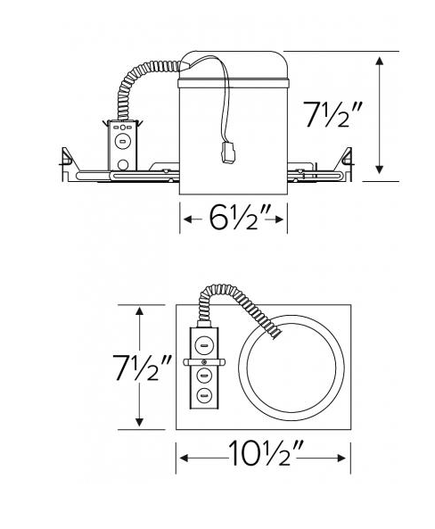 Elco Lighting E6LC08ICAD2-EM1 6 Inches Cedar System New Construction IC Airtight Housing w/Driver, Voltage 120/277V, Dimming Triac/ELV/0-10V, Emergency Backup up to 700 lm