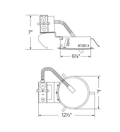 Elco Lighting E6LRU12D2-EM2 6" Remodel Frame with Driver, Lumens 1250 lm, Voltage 120-277V, Gen 2, Dimming Triac/ELV/0-10V, 12W Emer. Backup