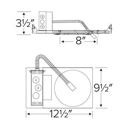 Elco Lighting E8LFU20D2-EM2 8" New Construction Plaster Frame with Driver, Lumens 2000 lm, Voltage 120-277V, Gen 2, Dimming Triac/ELV/0-10V, 12W Emer. Backup