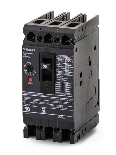 Siemens ED63A050 600 Volt 50 Amp 3-Pole Circuit Breaker with ETI Lugs