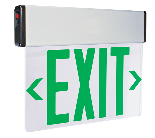 Elco Lighting EDGLIT2RG Double Face LED Edge Lit Exit Sign with Battery Backup - 120/277V