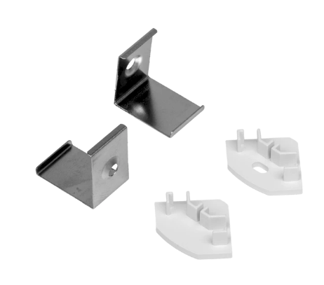 American Lighting EE45-AAFR-2M-BNDLACC-BG5 Accessory 5-Pack for Economy 45 Bundles: End Cap w/hole, End Cap w/o hole, Mounting Clips