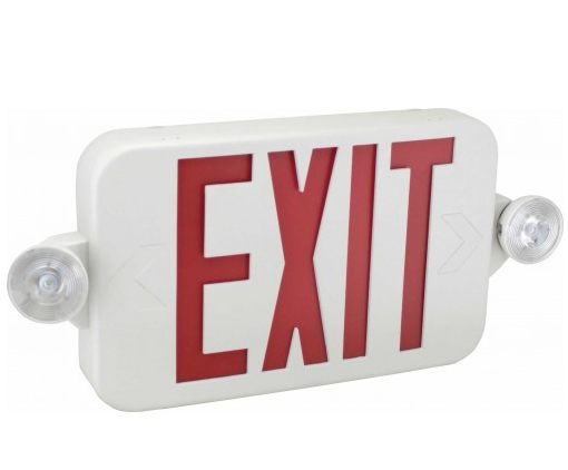 Orbit EECMPL-W-G-RC Mcro Two Round Hd Led Exit & Emergency Combo White Housing Green Letters RMT CPBL