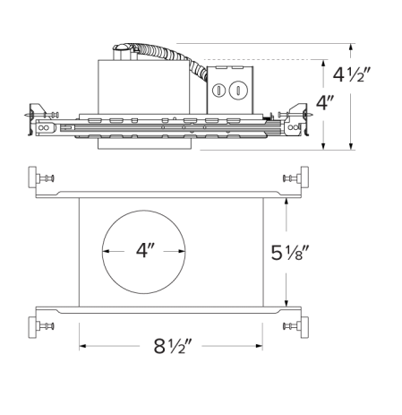 Elco Lighting EJB4ICDXA 4" New Construction IC Airtight Housing for 2-Hr Fire Rated Ceilings, Dimming 0-10V, 120/277V