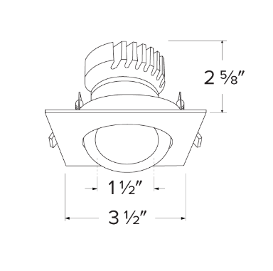 Elco Lighting EKCL2588W Pex™ 2" Square Gimbal, All White