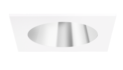 Elco Lighting EKCL4218C Pex™ 4" Square Deep Reflector, Chrome with White Trim