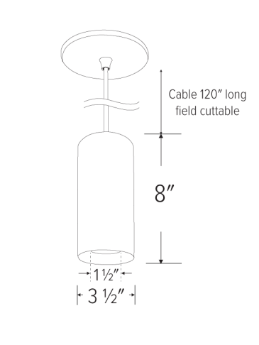 Elco Lighting EKS36PDS 3" Koto Sylo™ Pendant Fixture, All Silver