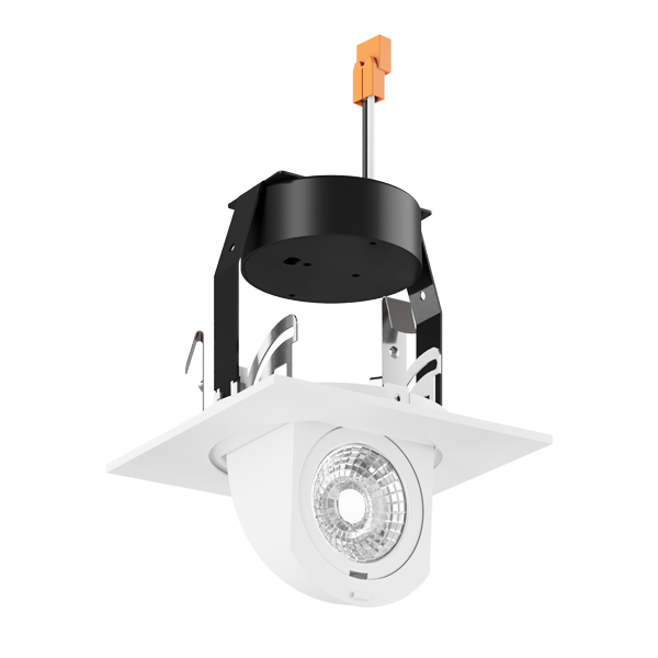 Elco Lighting EL44727B2 4" Square LED Adjustable Pull-Down Insert - 11W, 950 Lumens, 2700K Warm White, Triac/ELV Dimmable, 36° Beam, CRI 93+, 120V, Damp Rated, All-Black (Gen 2)