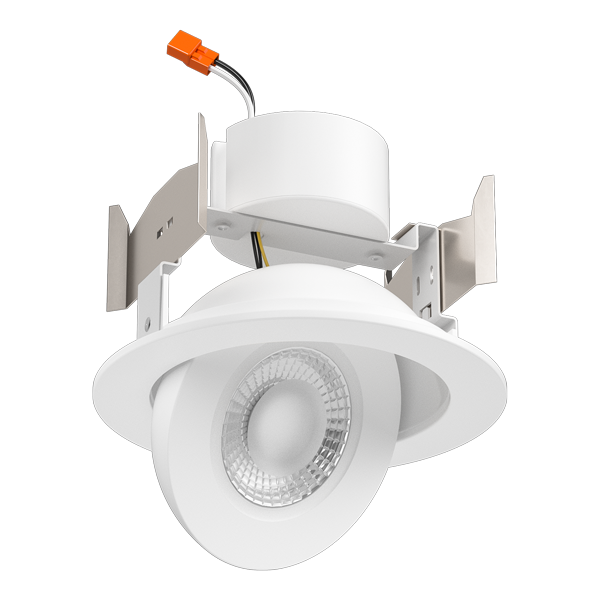 Elco Lighting EL456CT5W 4" LED Floating Adjustable Eyeball Insert w/5-CCT Switch - 9W, 700 Lumens, 2700K-5000K Adjustable, Triac/ELV Dimmable, CRI 90+, 120V, Damp Rated, All-White