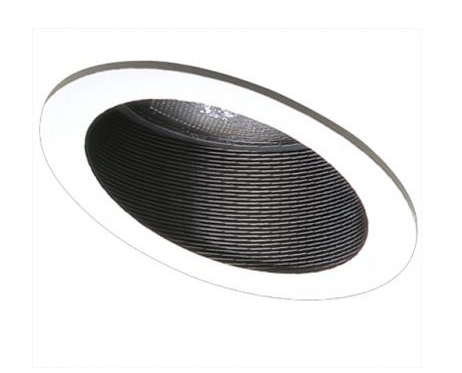 Elco Lighting EL624B 6" Sloped Adjustable Baffle with Gimbal Ring Trim, Black with White Trim
