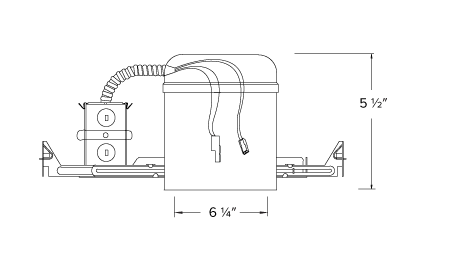 Elco Lighting EL760ICDXA-B 6" Shallow New Construction Dedicated LED Housing, 120/277V Btrfly Bracket