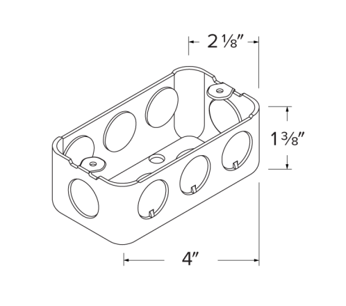 Elco Lighting ELJ242 2"x4" Junction Box - 4" L x 2 1/8" W x 1 3/8" H