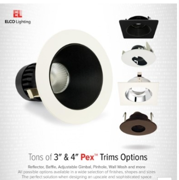 ELCO Lighting ELK3622BB Pex 3" Round Adjustable Reflector Wall Wash - For Koto Led Modules - Black/black Finish