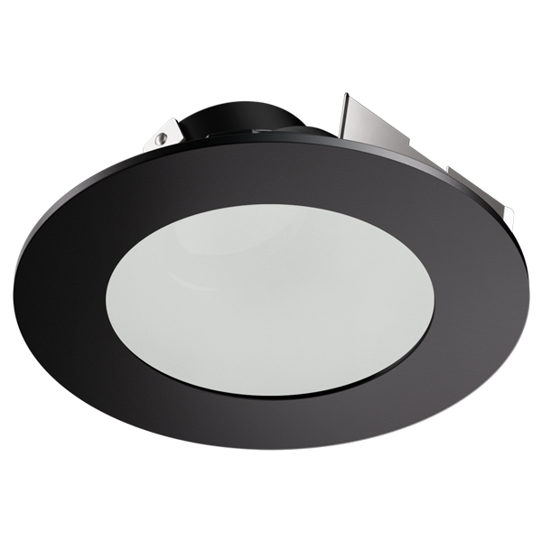 Elco Lighting ELK4349BB 4″ Universal Sloped Ceiling Koto™ Trim with Frosted Glass - Finish: All Black