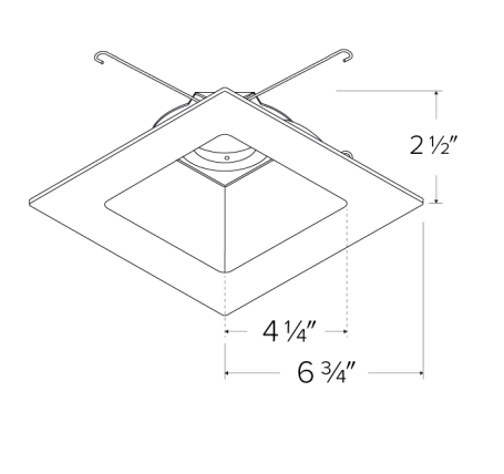 Elco Lighting ELK6829BB 6" Pex™ Square Adjustable Reflector for Koto Module, All Black