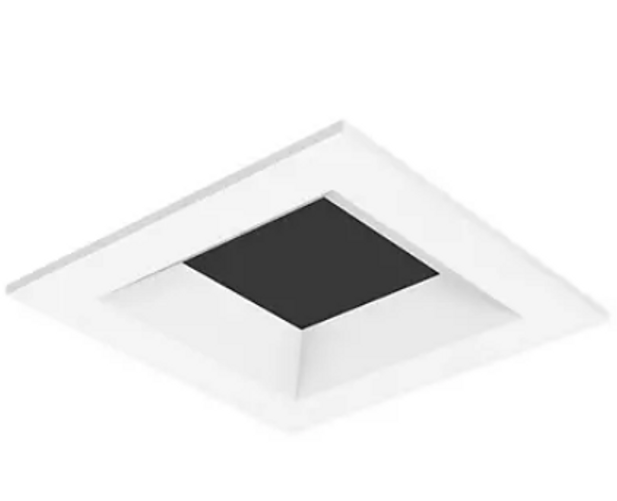 Visual Comfort Architectural EN3SF15B-HW Entra 3" Square Flat Trim, Bevel, Shower (Sandblasted Lens), Flanged - 1"- 1.5" Ceiling Thickness, White Finish