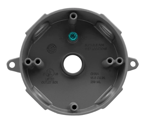 Enerlites EN4550 4" Diameter Round Weatherproof Outlet Box W Five 1/2 in Threaded Outlets, Round Outdoor Electrical Box