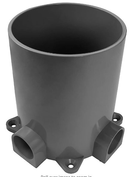 Enerlites ENLC001 4" Non-Metallic PVC 6″ Round Floor Box W Pour Cover Lid & Port Plugs for Concrete Floor Installation