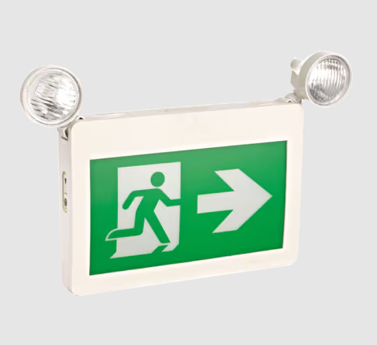 Eiko ES2-RC1PC6B-3 Thermoplastic RM Exit Sign Combo, Wattage 6W, 2-Heads, Battery Back-Up, 120-347V