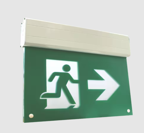 Eiko ES2-RM1EL2B-3 Edge Lit RM Exit Sign, Wattage 2W, Battery Back-Up, Voltage 120-347V