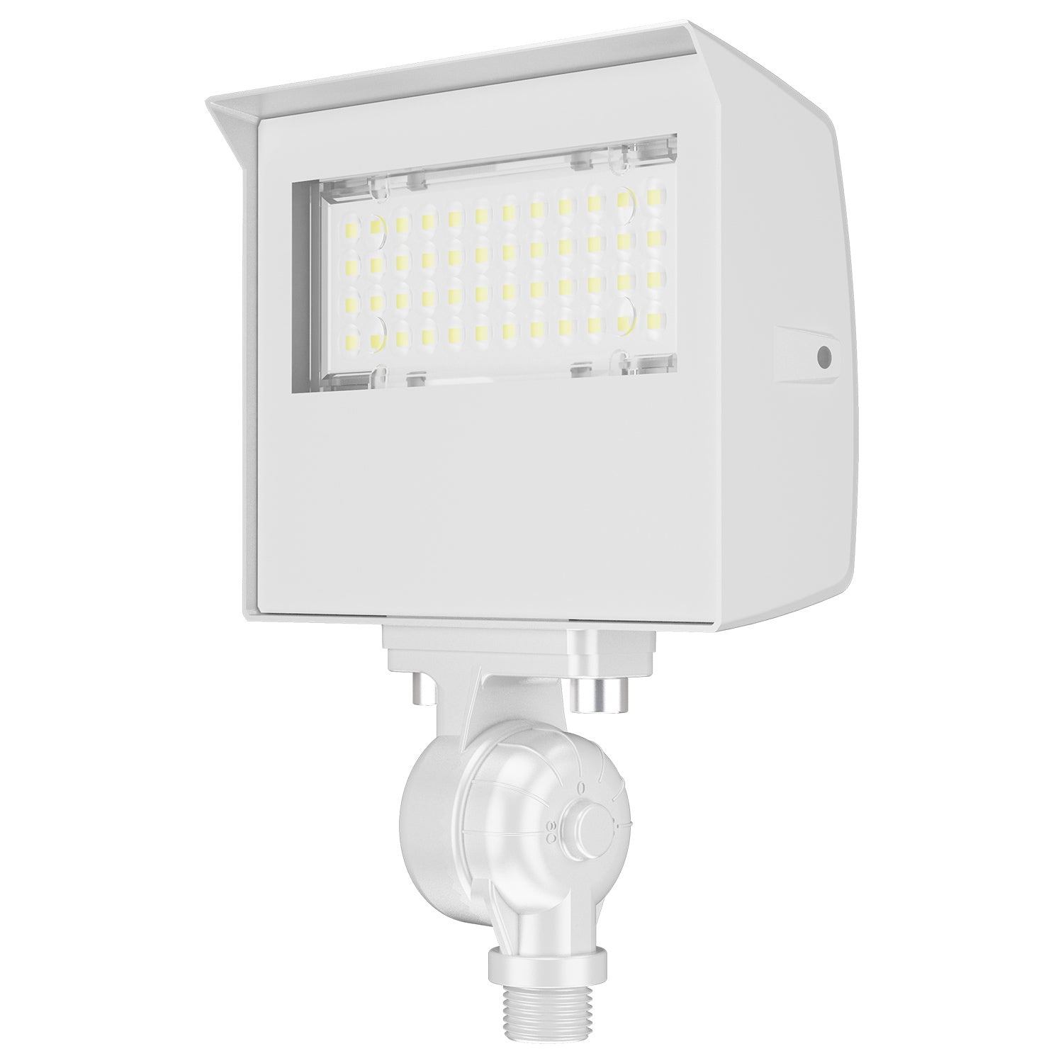 ESL Vision ESL-FLD-1020W-23050-WH LED Flood Light, Selectable Wattage 10/13/17/20, Lumens 3,000, Multi-Color Temperature, Beam Angle Selectable, 120-277VAC, White Finish, with on/off Photocell Integrated, Knuckle Mount Pre-installed