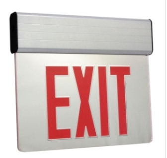 Orbit ESSE-A-2-R-EB-SDT Led Surface Edge-lit Exit Sign Al Cas 2f Red Letters Battery Back-up Self Diagnostic Test