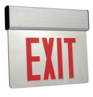 ORBIT ESSE-W-1-R-2C Led Surface Edge-lit Exit Sign White Cas 1F Red Letters Dual-Circ