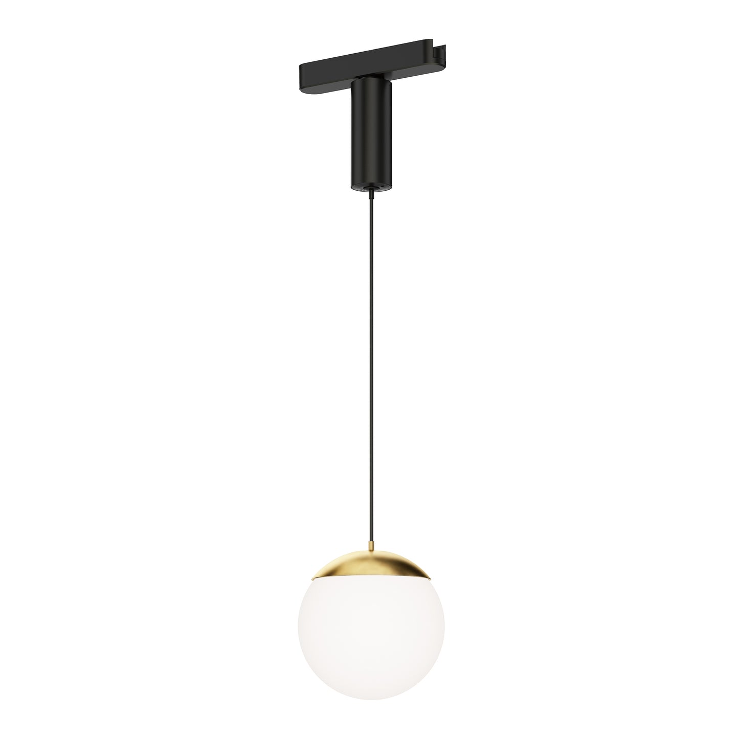 ET2 Contemporary Lighting ETL31013-WTNAB Continuum 1-Light Track Snowball Pendant Ceiling Light - Color Temperature: 3000K - Finish: White/Natural Brass