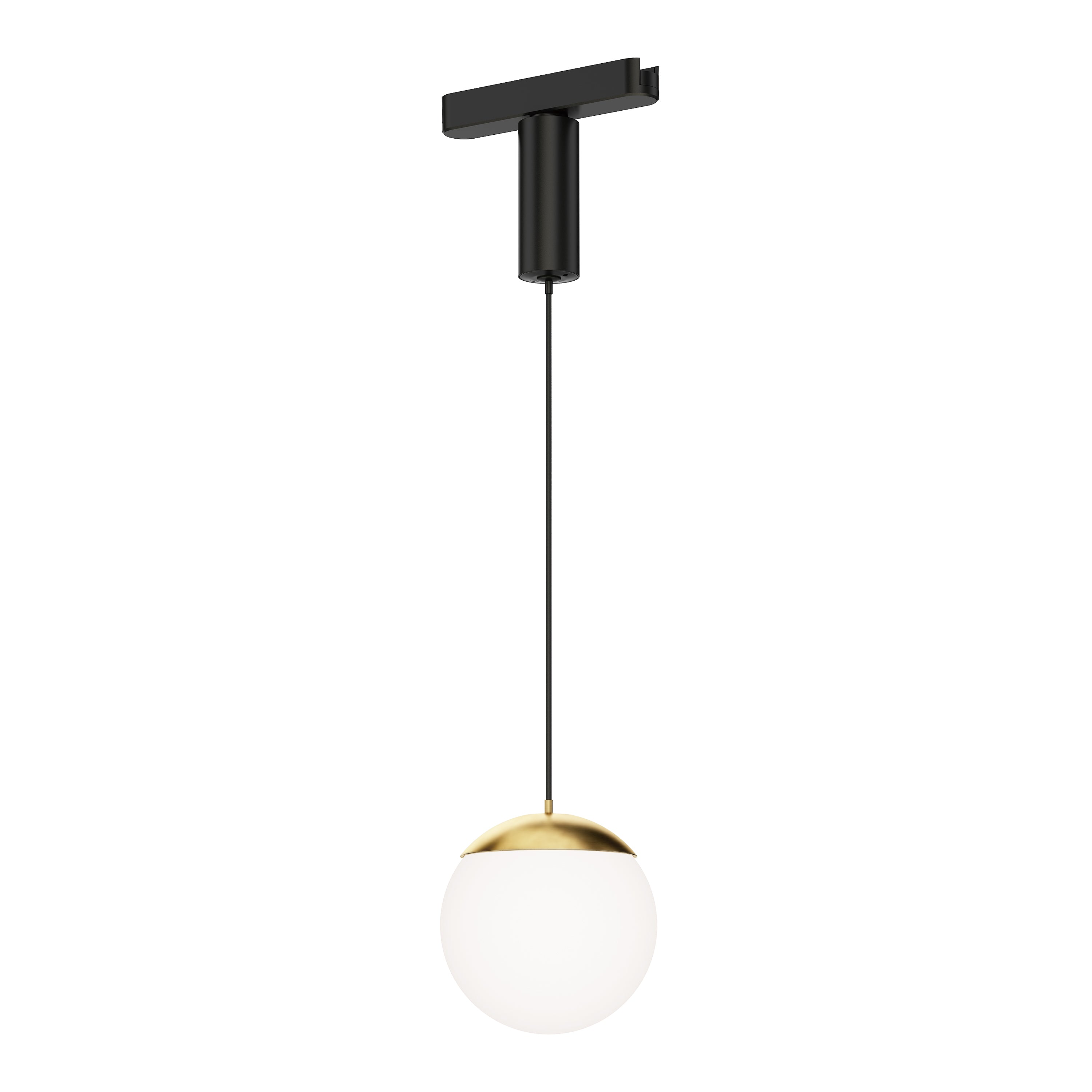 ET2 Contemporary Lighting ETL31013-WTNAB Continuum 1-Light Track Snowball Pendant Ceiling Light - Color Temperature: 3000K - Finish: White/Natural Brass