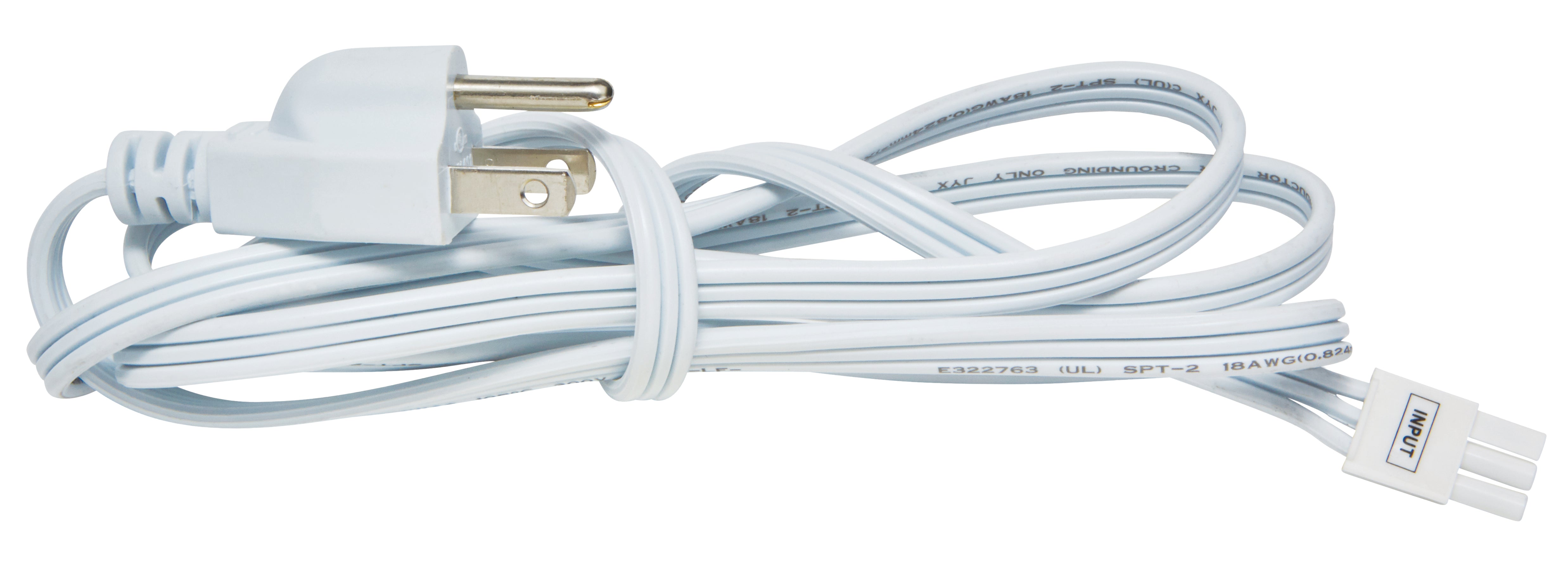 Elco Lighting EUDCRD LED Undercabinet Light Accessories 6 Feet Power Cord - White Finish
