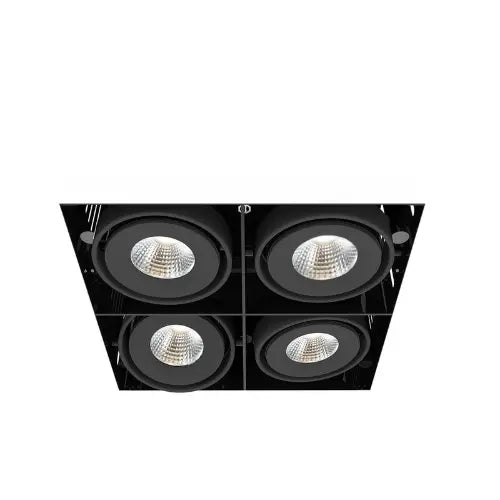 Eurofase TE614BLED-30-2-01 8-in 60W Multiple Recess Downlight Without Trim - 4 Lights - 20° - 3000K - 120V - Black/Black