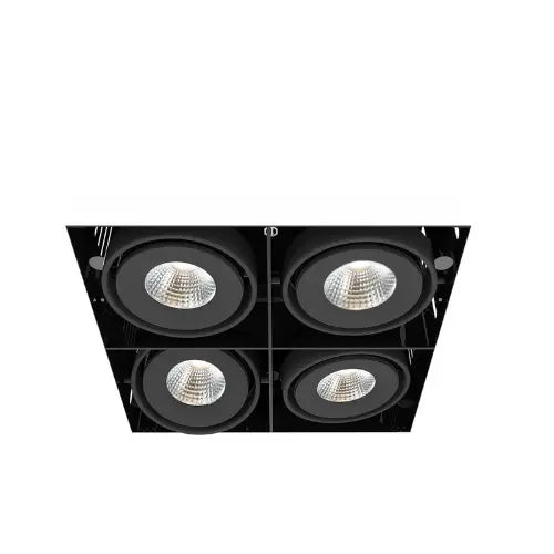 Eurofase TE614BLED-40-2-01 8-in 60W Multiple Recess Downlight Without Trim - 4 Lights - 20° - 4000K - 120V - Black/Black