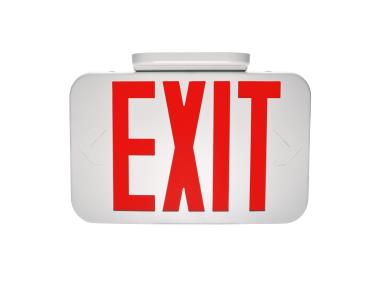 MaxLite EX-RWRC Red Letters Exit Signs & Emergency Thermoplastic Lights, White Body, Battery Backup, Remote Capable Head, Battery Backup