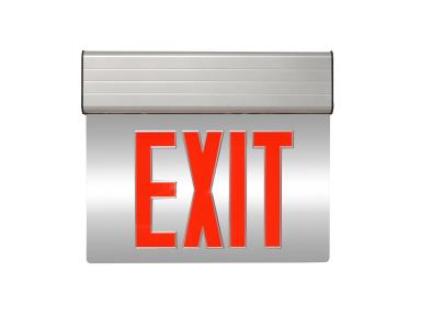 MaxLite EXE-RS2S Edgelit Exit Sign, Red Letters, Silver, Two Side, With Battery Backup