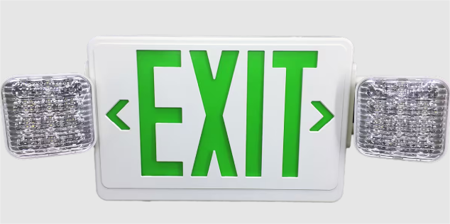 Eiko EXIT/EM-G-W Exit Sign Green with Emergency Light White Housing