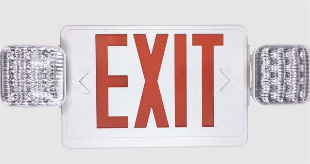 Eiko EXIT/EM-R-W Exit Sign Red with Emergency Light White Housing