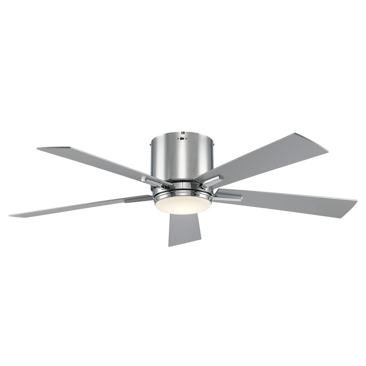 Trans Globe Lighting F-1017 PC Finnley polished chrome LED ceiling fan, light on